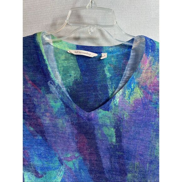 Soft Surroundings Painterly Artsy Print Tunic | V-Neck Lightweight Stretch Top S - Picture 7 of 9